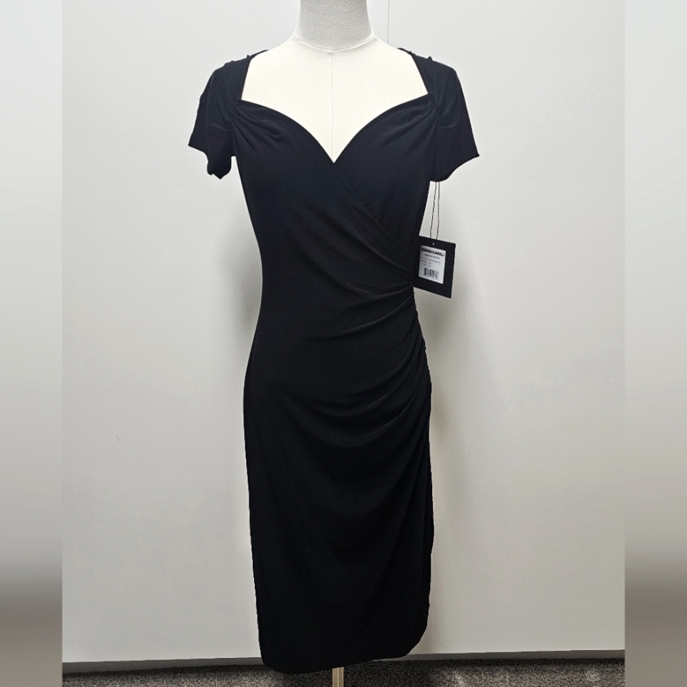 NORMA KAMALI SWEETHEART SIDE DRAPE DRESS